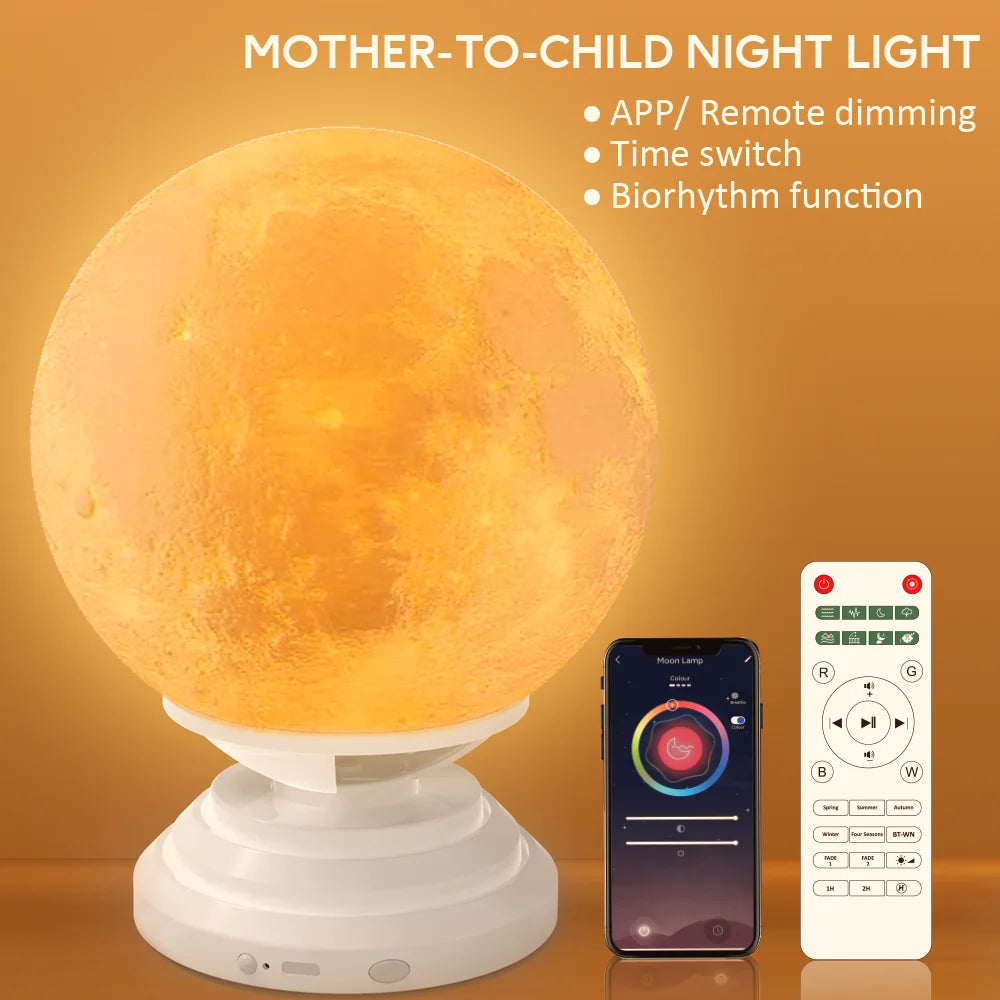 Night Light Moon Lamp Battery Powered With Stand Starry Lamp 10 Color