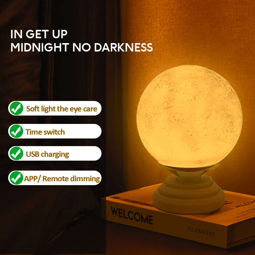 Night Light Moon Lamp Battery Powered With Stand Starry Lamp 10 Color