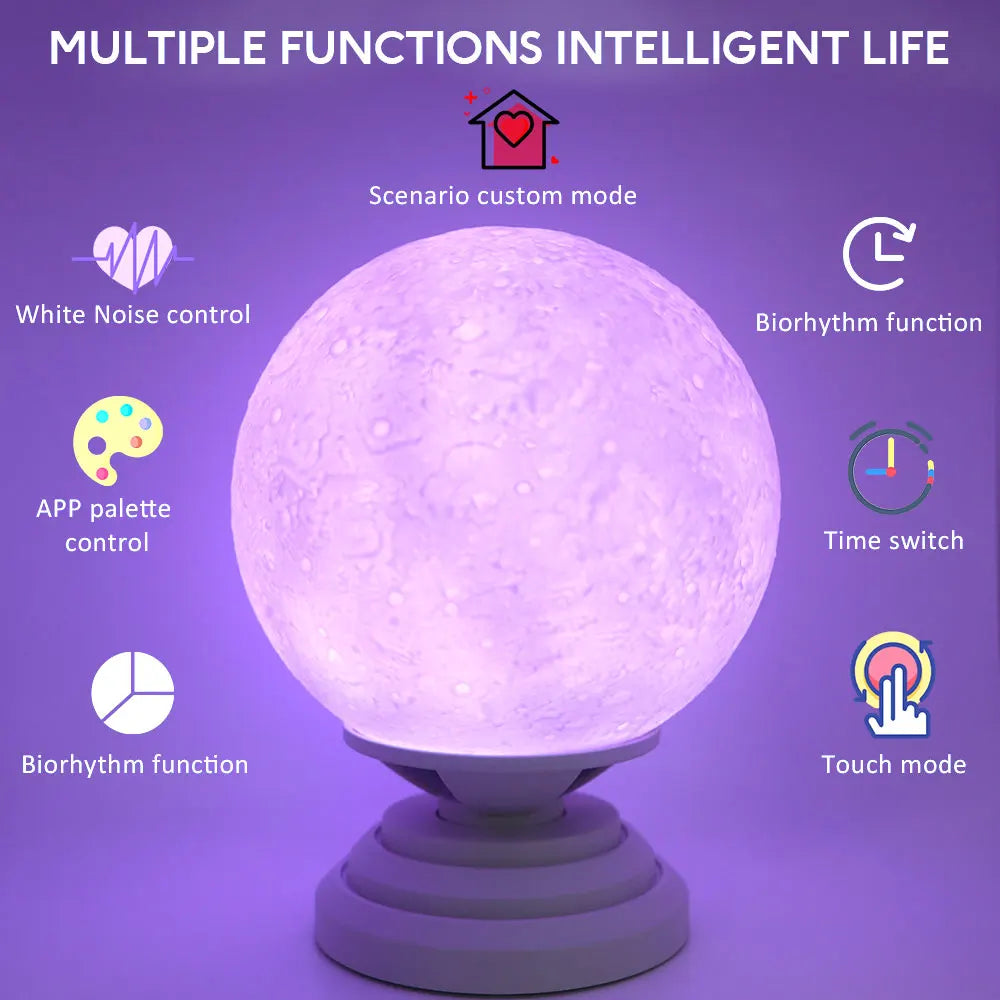 Night Light Moon Lamp Battery Powered With Stand Starry Lamp 10 Color
