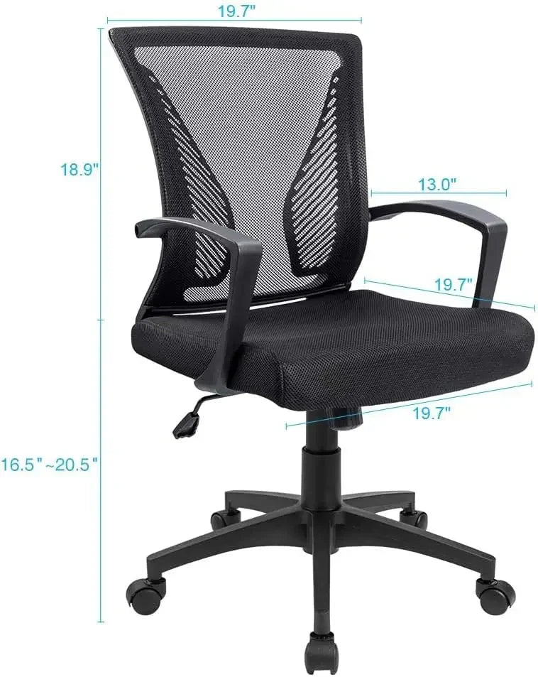 Office Chair Mid Back Swivel Lumbar Support Desk Chair