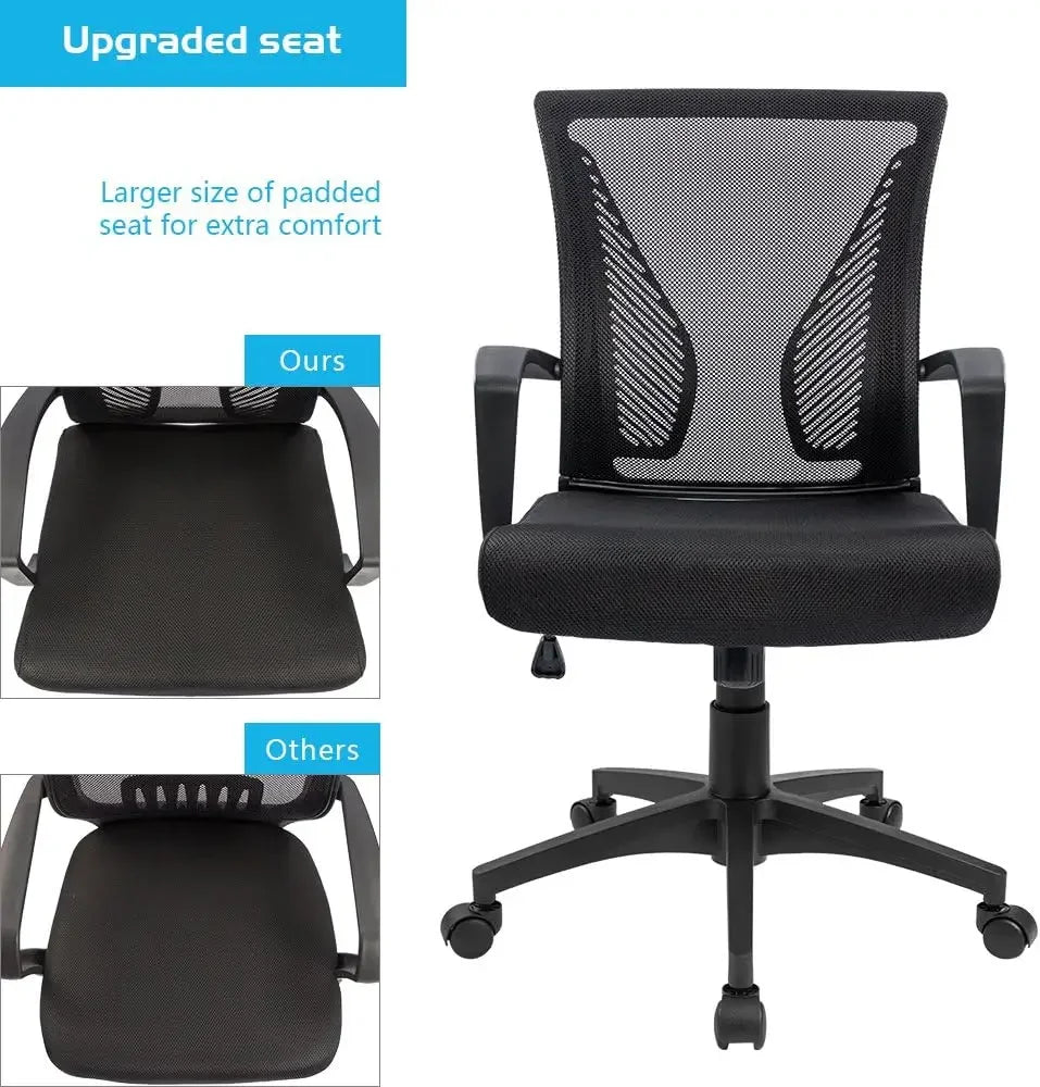 Office Chair Mid Back Swivel Lumbar Support Desk Chair