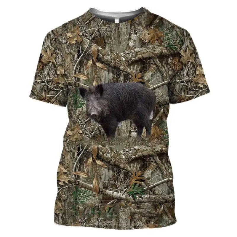 3D Wild Boar Print T Shirt