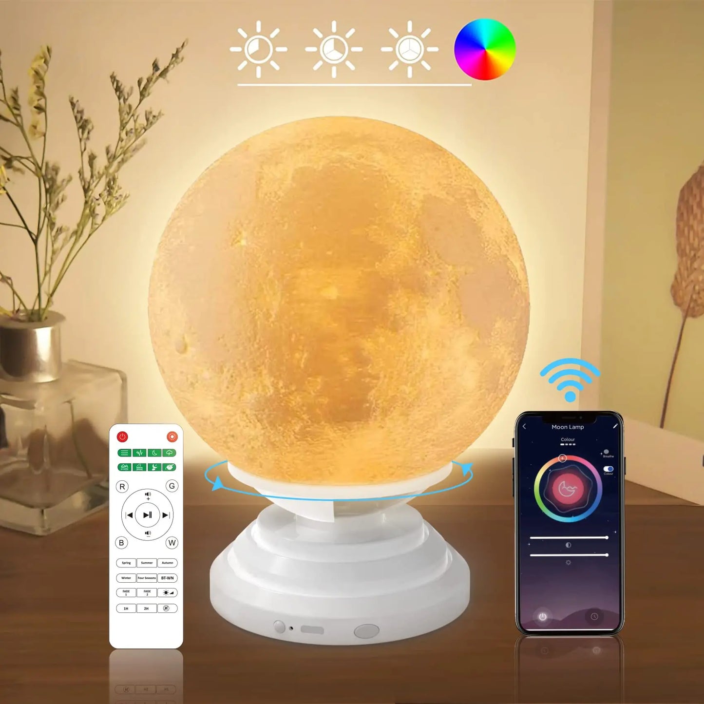 Night Light Moon Lamp Battery Powered With Stand Starry Lamp 10 Color