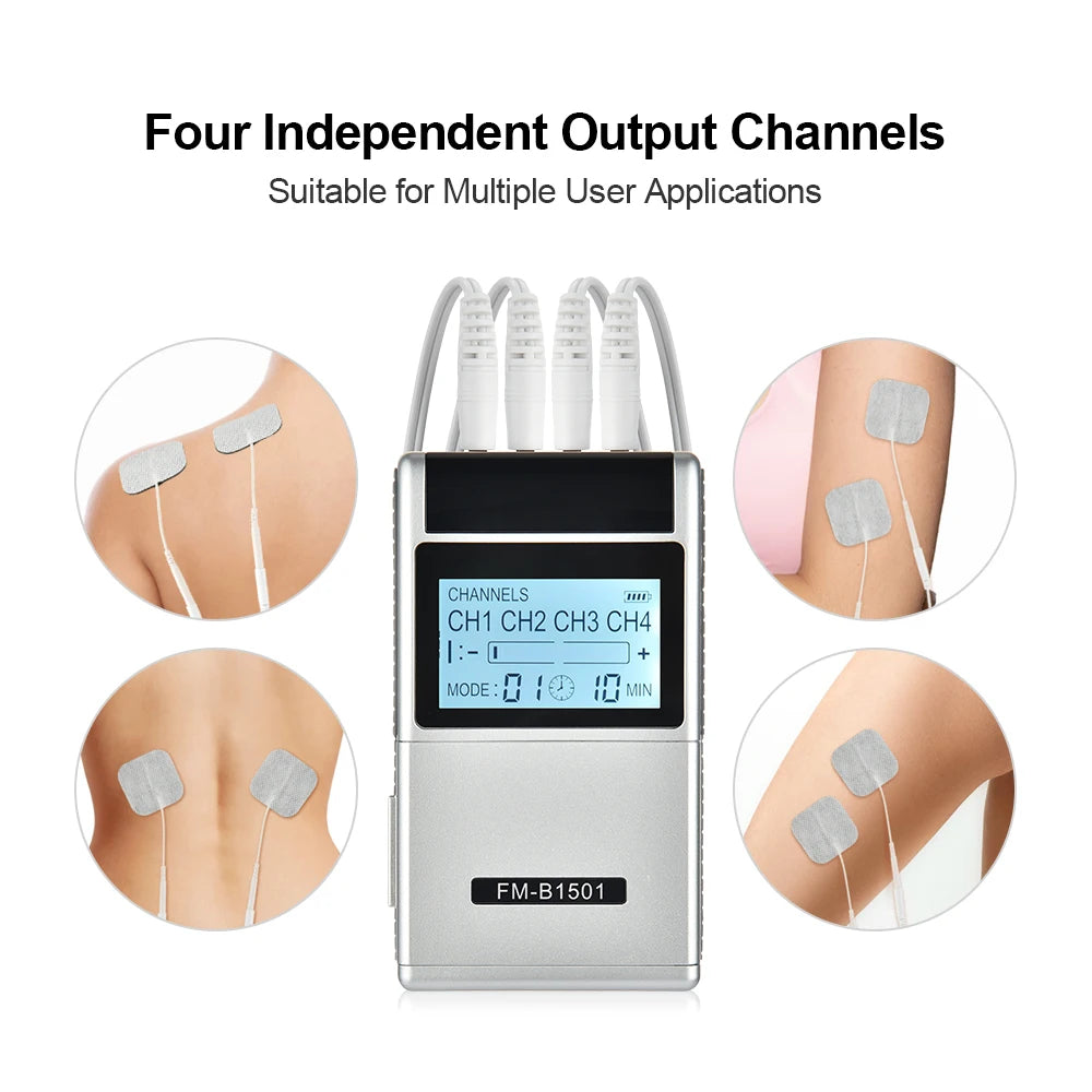 15 Modes TENS EMS Therapy Digital Electric Muscle Stimulator Massager With Electrode Pads