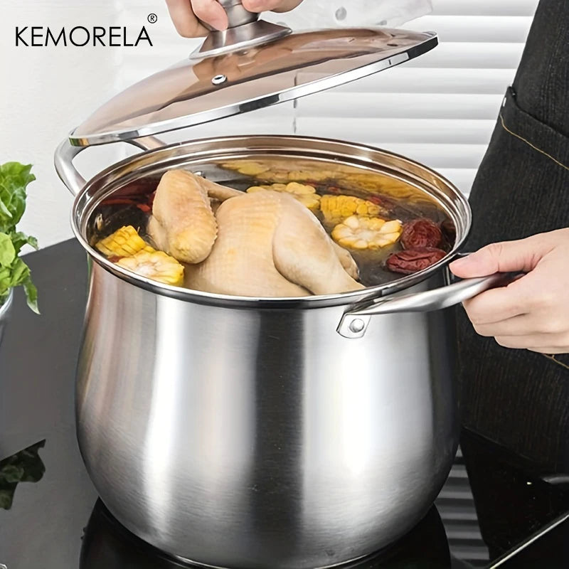 1Pc Stainless Steel Soup Pot Large Capacity