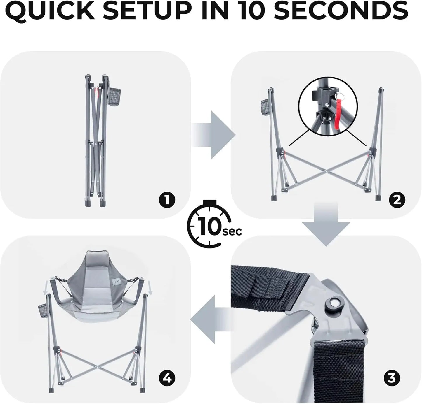 Swing Hammock Chair | Foldable Recliner Rocking Lounger with Headrest & Drink Holder