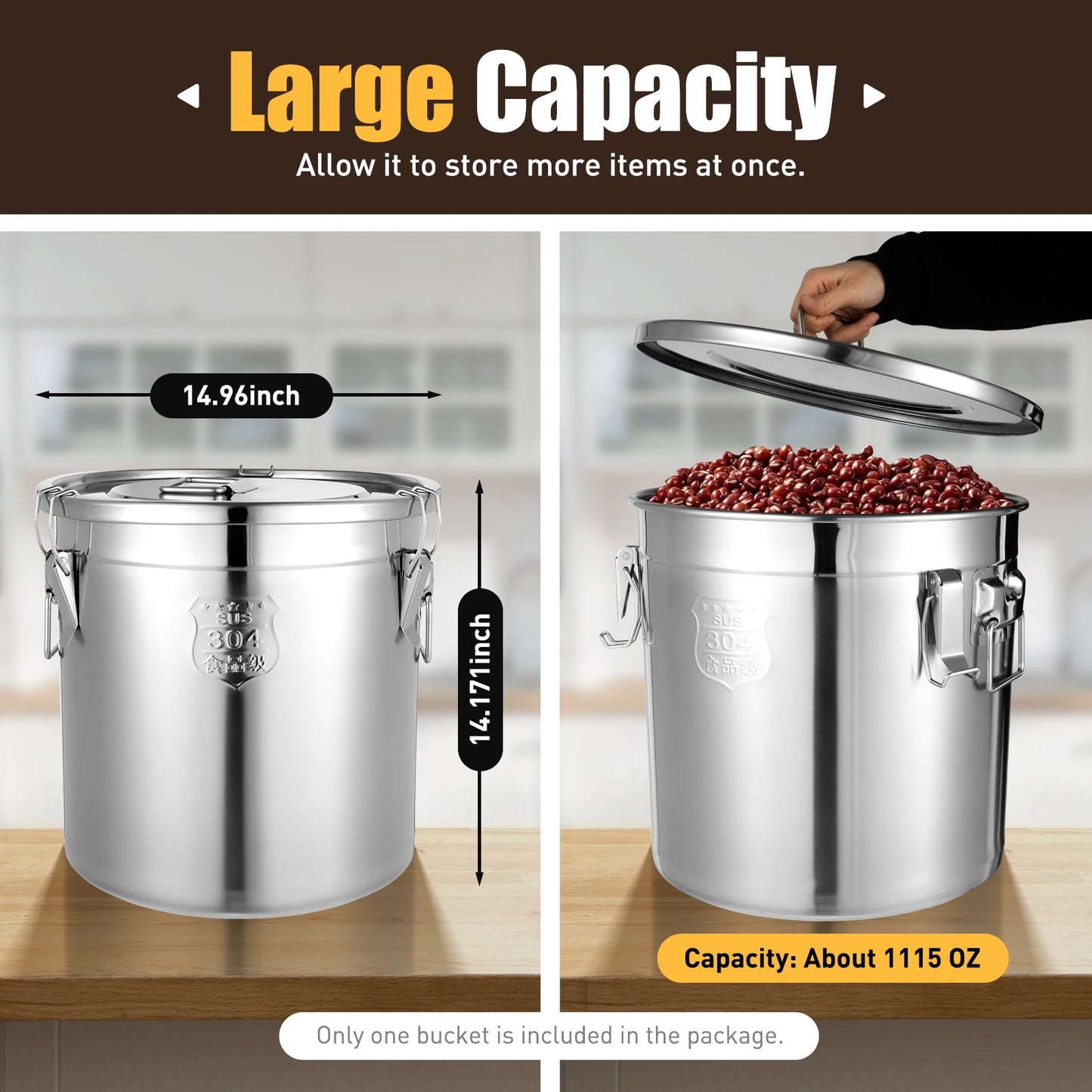 33L Stainless Steel Airtight Canister