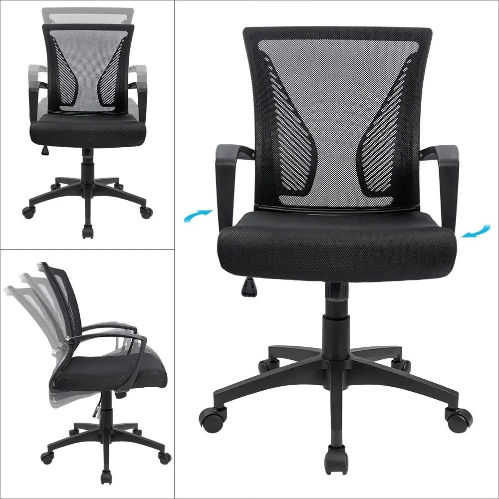 Office Chair Mid Back Swivel Lumbar Support Desk Chair
