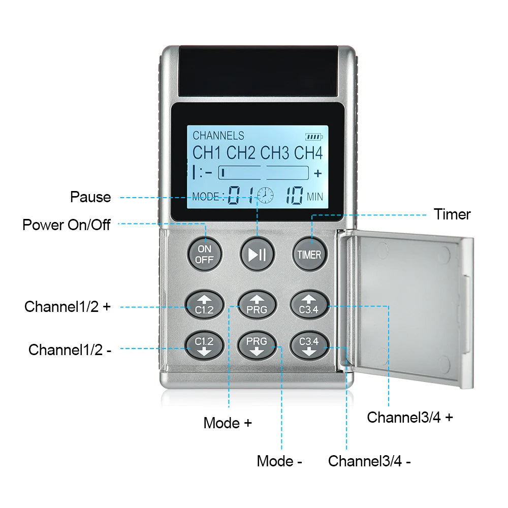 15 Modes TENS EMS Therapy Digital Electric Muscle Stimulator Massager With Electrode Pads