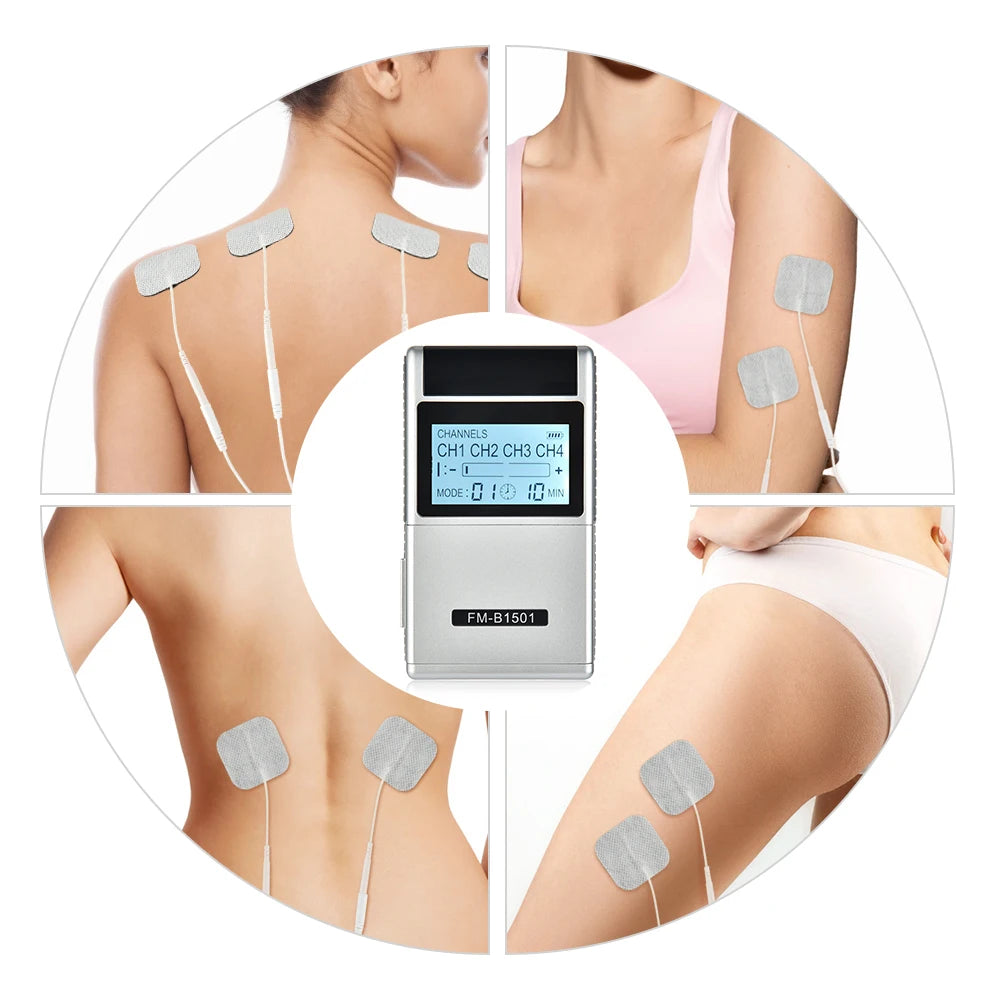 15 Modes TENS EMS Therapy Digital Electric Muscle Stimulator Massager With Electrode Pads