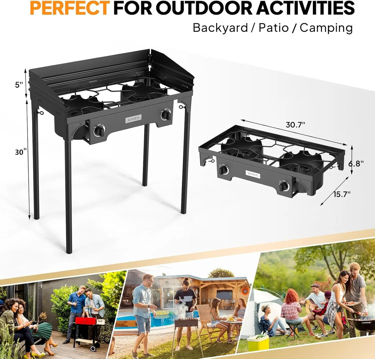 2 Burner Outdoor Propane Gas Stove with Regulator