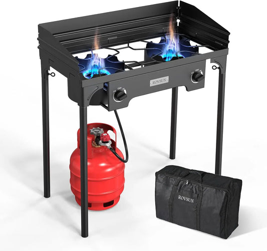 2 Burner Outdoor Propane Gas Stove with Regulator