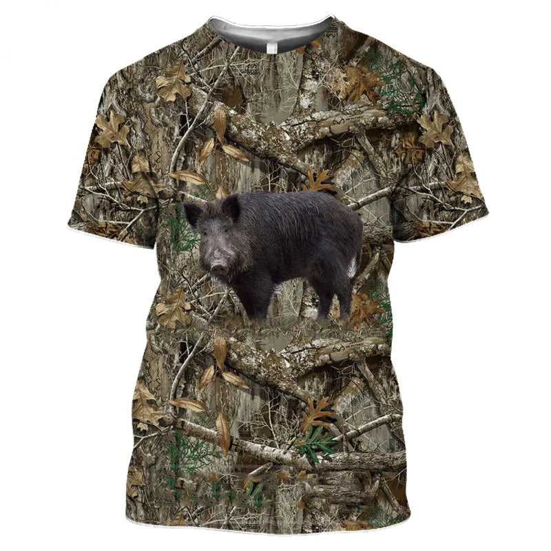 3D Wild Boar Print T Shirt