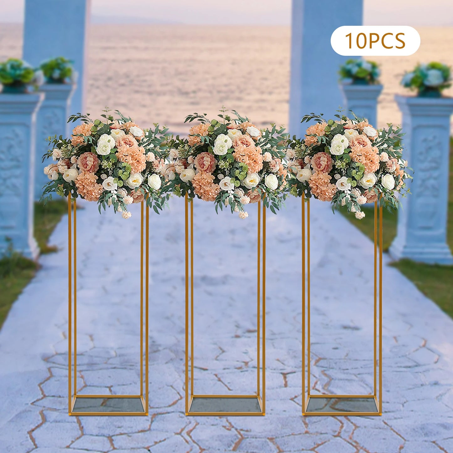 4Pcs/10Pcs Gold Frame Backdrop Stand Rectangular Metal Flower Rack