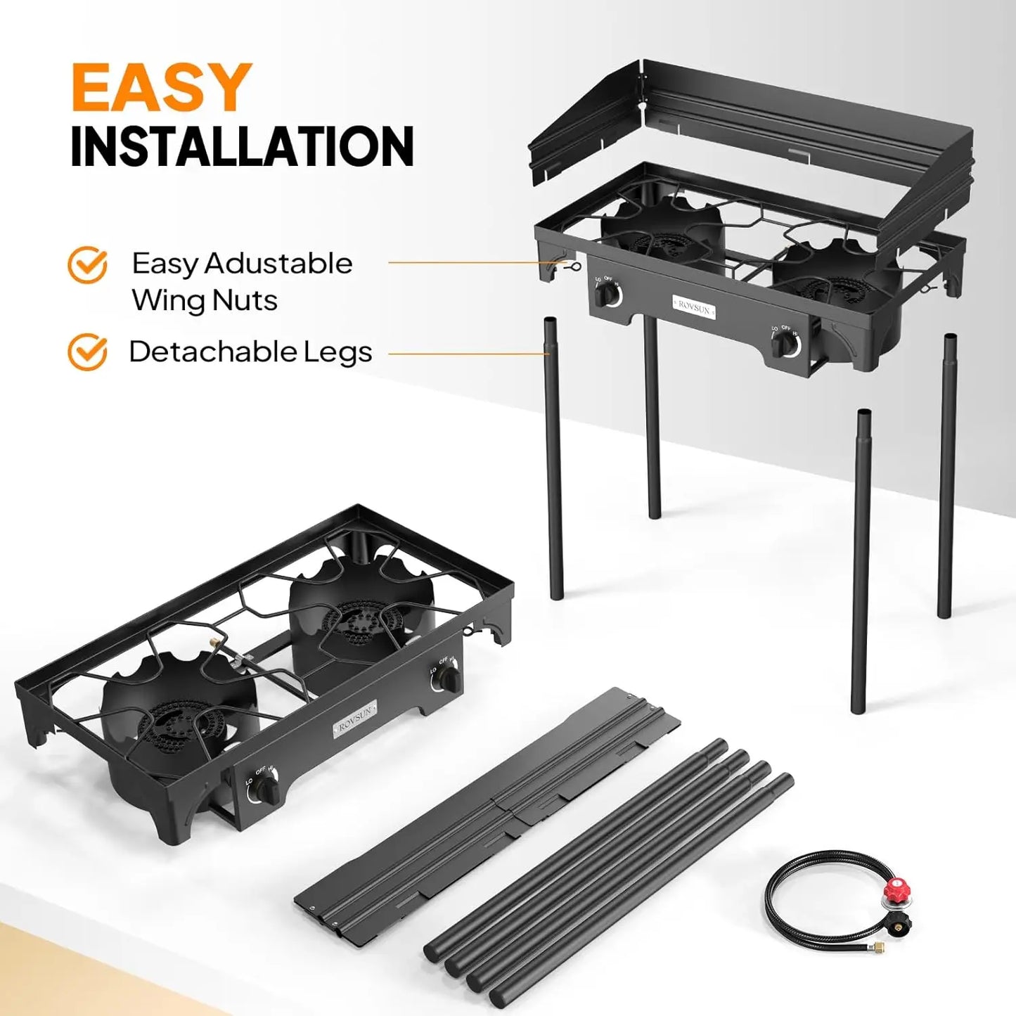 2 Burner Outdoor Propane Gas Stove with Regulator